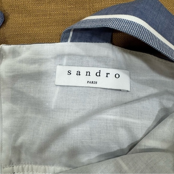 Sandro Paris Striped 100% Cotton Mini Dress Size 2 - Picture 5 of 10